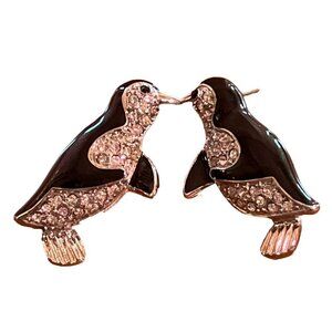 Fantasyard Rhinestone Penguin Earrings
